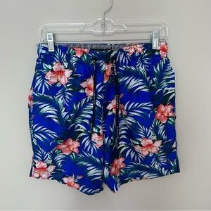Men's Tommy Hilfiger Hawaiian Print Blue Floral Swim Trunks Size Small